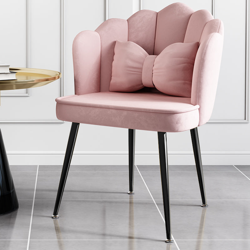 Glam Style 16.5'' Wide Dining Room Chair Solid Back Chair with 4 Metal Legs for Home Use Pink Black 1 Piece Clearhalo ' kitchen&dining_furn' 'Dining Chairs' 'Dining Tables & Seating' 'dining_chair' 'Furniture' 'furniture_dining_chair' 'Kitchen & Dining Furniture' 'kitchen' 3455312