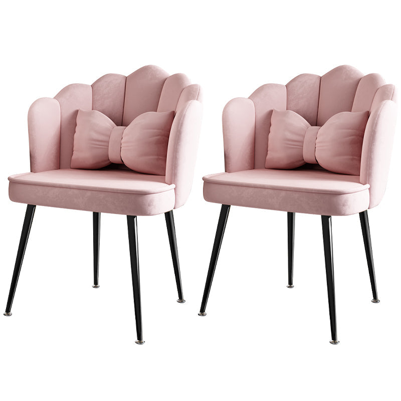 Glam Style 16.5'' Wide Dining Room Chair Solid Back Chair with 4 Metal Legs for Home Use Pink Black Set of 2 Clearhalo ' kitchen&dining_furn' 'Dining Chairs' 'Dining Tables & Seating' 'dining_chair' 'Furniture' 'furniture_dining_chair' 'Kitchen & Dining Furniture' 'kitchen' 3455313
