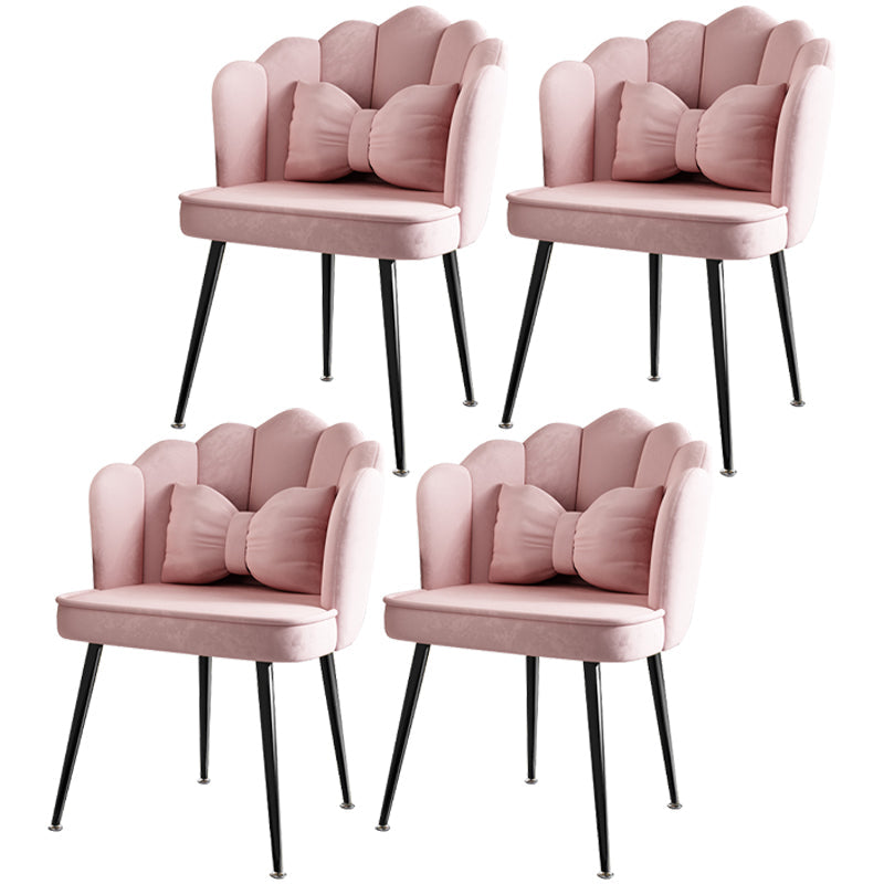 Glam Style 16.5'' Wide Dining Room Chair Solid Back Chair with 4 Metal Legs for Home Use Pink Black Set of 4 Clearhalo ' kitchen&dining_furn' 'Dining Chairs' 'Dining Tables & Seating' 'dining_chair' 'Furniture' 'furniture_dining_chair' 'Kitchen & Dining Furniture' 'kitchen' 3455314