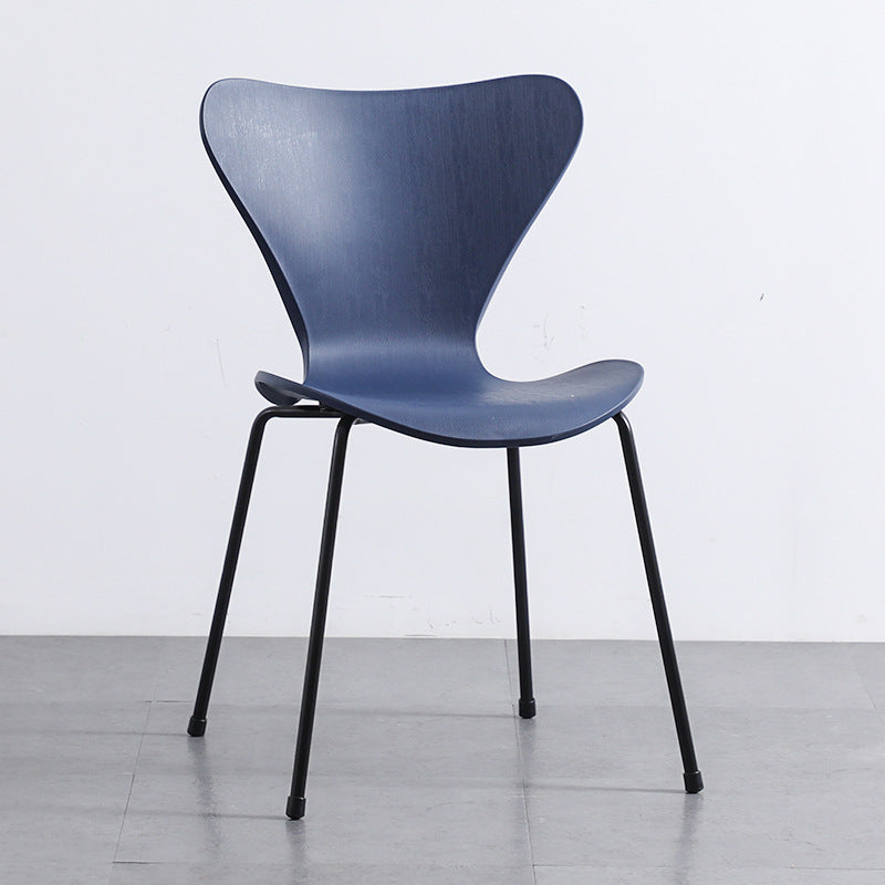 Glam Style Metal Side Chair Solid Back Matte Finish Home Use Dining Chair Blue Black 1 Piece Clearhalo ' kitchen&dining_furn' 'Dining Chairs' 'Dining Tables & Seating' 'dining_chair' 'Furniture' 'furniture_dining_chair' 'Kitchen & Dining Furniture' 'kitchen' 3455322