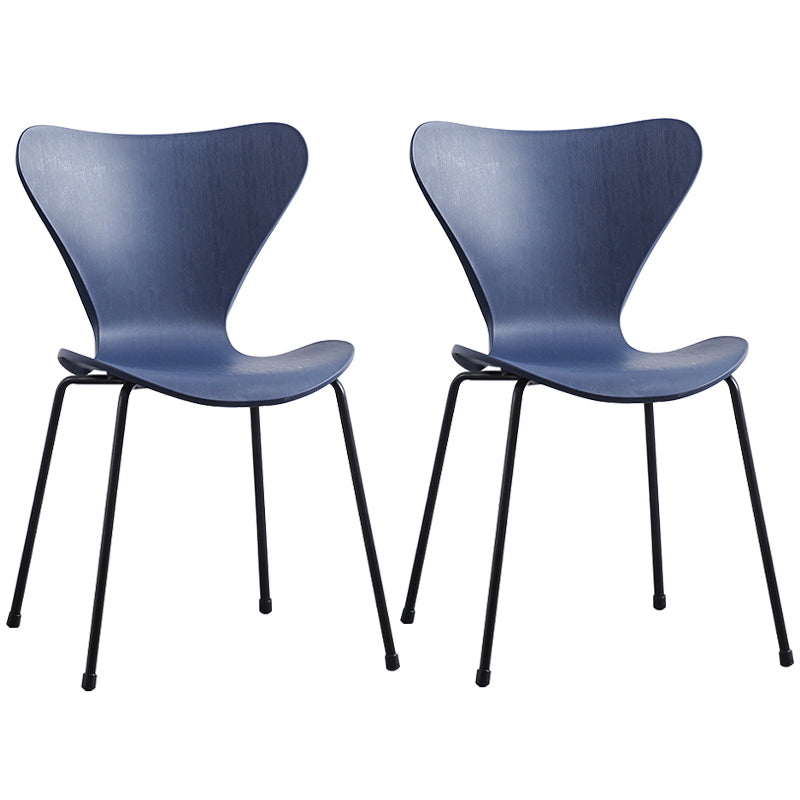 Glam Style Metal Side Chair Solid Back Matte Finish Home Use Dining Chair Blue Black Set of 2 Clearhalo ' kitchen&dining_furn' 'Dining Chairs' 'Dining Tables & Seating' 'dining_chair' 'Furniture' 'furniture_dining_chair' 'Kitchen & Dining Furniture' 'kitchen' 3455324