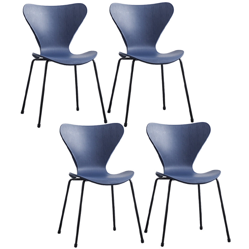 Glam Style Metal Side Chair Solid Back Matte Finish Home Use Dining Chair Blue Black Set of 4 Clearhalo ' kitchen&dining_furn' 'Dining Chairs' 'Dining Tables & Seating' 'dining_chair' 'Furniture' 'furniture_dining_chair' 'Kitchen & Dining Furniture' 'kitchen' 3455325