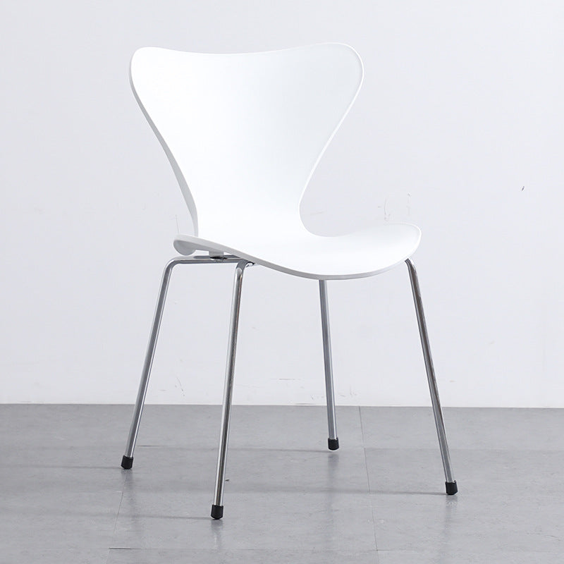 Glam Style Metal Side Chair Solid Back Matte Finish Home Use Dining Chair White Silver 1 Piece Clearhalo ' kitchen&dining_furn' 'Dining Chairs' 'Dining Tables & Seating' 'dining_chair' 'Furniture' 'furniture_dining_chair' 'Kitchen & Dining Furniture' 'kitchen' 3455327