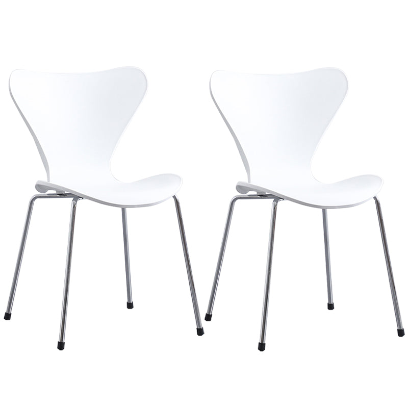 Glam Style Metal Side Chair Solid Back Matte Finish Home Use Dining Chair White Silver Set of 2 Clearhalo ' kitchen&dining_furn' 'Dining Chairs' 'Dining Tables & Seating' 'dining_chair' 'Furniture' 'furniture_dining_chair' 'Kitchen & Dining Furniture' 'kitchen' 3455328