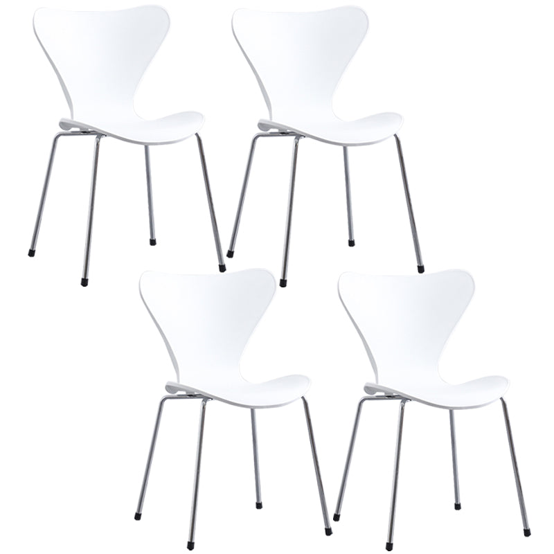 Glam Style Metal Side Chair Solid Back Matte Finish Home Use Dining Chair White Silver Set of 4 Clearhalo ' kitchen&dining_furn' 'Dining Chairs' 'Dining Tables & Seating' 'dining_chair' 'Furniture' 'furniture_dining_chair' 'Kitchen & Dining Furniture' 'kitchen' 3455329