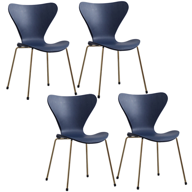 Glam Style Metal Side Chair Solid Back Matte Finish Home Use Dining Chair Blue Brass Gold Set of 4 Clearhalo ' kitchen&dining_furn' 'Dining Chairs' 'Dining Tables & Seating' 'dining_chair' 'Furniture' 'furniture_dining_chair' 'Kitchen & Dining Furniture' 'kitchen' 3455335