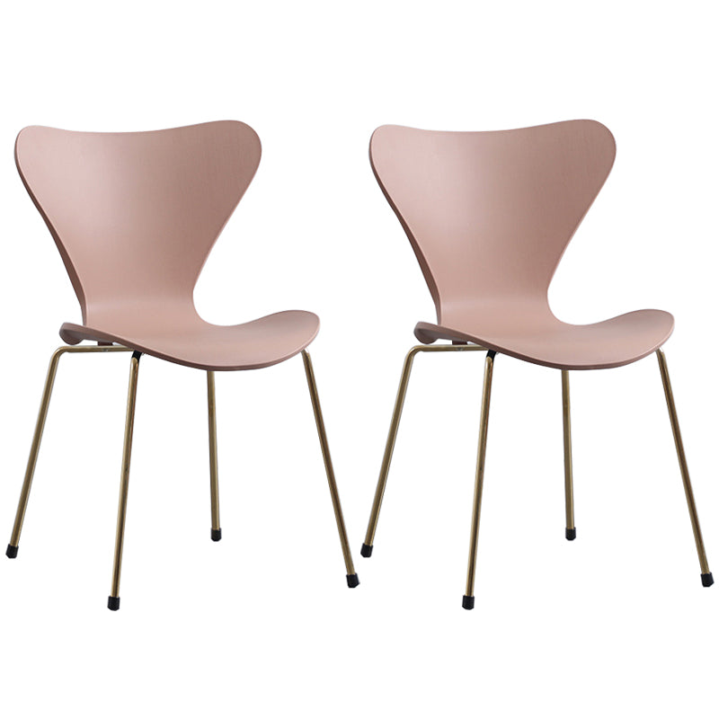 Glam Style Metal Side Chair Solid Back Matte Finish Home Use Dining Chair Pink Brass Gold Set of 2 Clearhalo ' kitchen&dining_furn' 'Dining Chairs' 'Dining Tables & Seating' 'dining_chair' 'Furniture' 'furniture_dining_chair' 'Kitchen & Dining Furniture' 'kitchen' 3455337