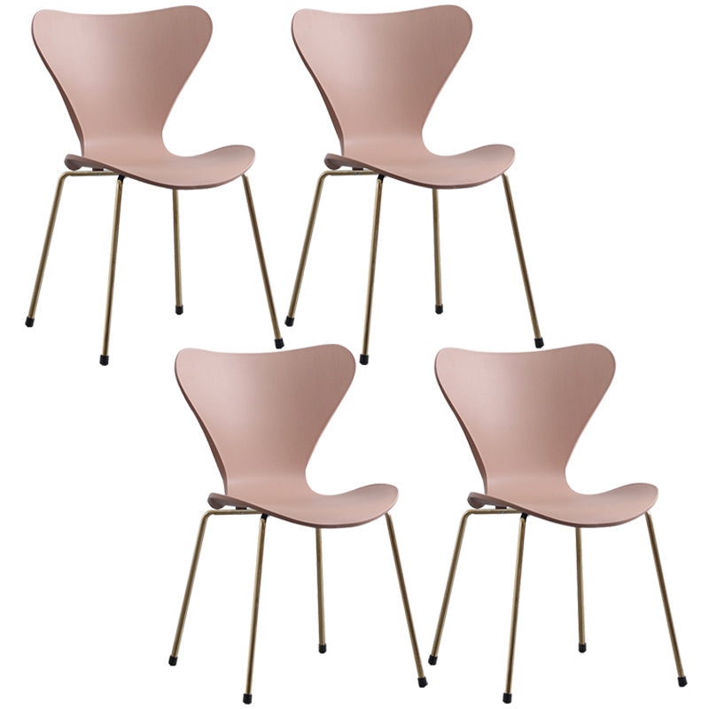 Glam Style Metal Side Chair Solid Back Matte Finish Home Use Dining Chair Pink Brass Gold Set of 4 Clearhalo ' kitchen&dining_furn' 'Dining Chairs' 'Dining Tables & Seating' 'dining_chair' 'Furniture' 'furniture_dining_chair' 'Kitchen & Dining Furniture' 'kitchen' 3455338