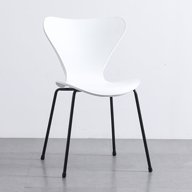 Glam Style Metal Side Chair Solid Back Matte Finish Home Use Dining Chair White Black 1 Piece Clearhalo ' kitchen&dining_furn' 'Dining Chairs' 'Dining Tables & Seating' 'dining_chair' 'Furniture' 'furniture_dining_chair' 'Kitchen & Dining Furniture' 'kitchen' 3455339