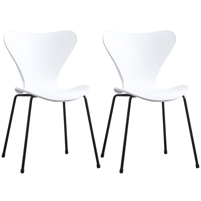Glam Style Metal Side Chair Solid Back Matte Finish Home Use Dining Chair White Black Set of 2 Clearhalo ' kitchen&dining_furn' 'Dining Chairs' 'Dining Tables & Seating' 'dining_chair' 'Furniture' 'furniture_dining_chair' 'Kitchen & Dining Furniture' 'kitchen' 3455340
