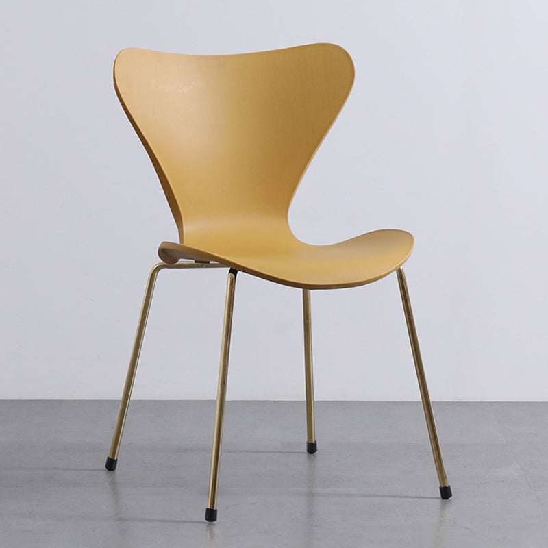 Glam Style Metal Side Chair Solid Back Matte Finish Home Use Dining Chair Yellow Brass Gold 1 Piece Clearhalo ' kitchen&dining_furn' 'Dining Chairs' 'Dining Tables & Seating' 'dining_chair' 'Furniture' 'furniture_dining_chair' 'Kitchen & Dining Furniture' 'kitchen' 3455342