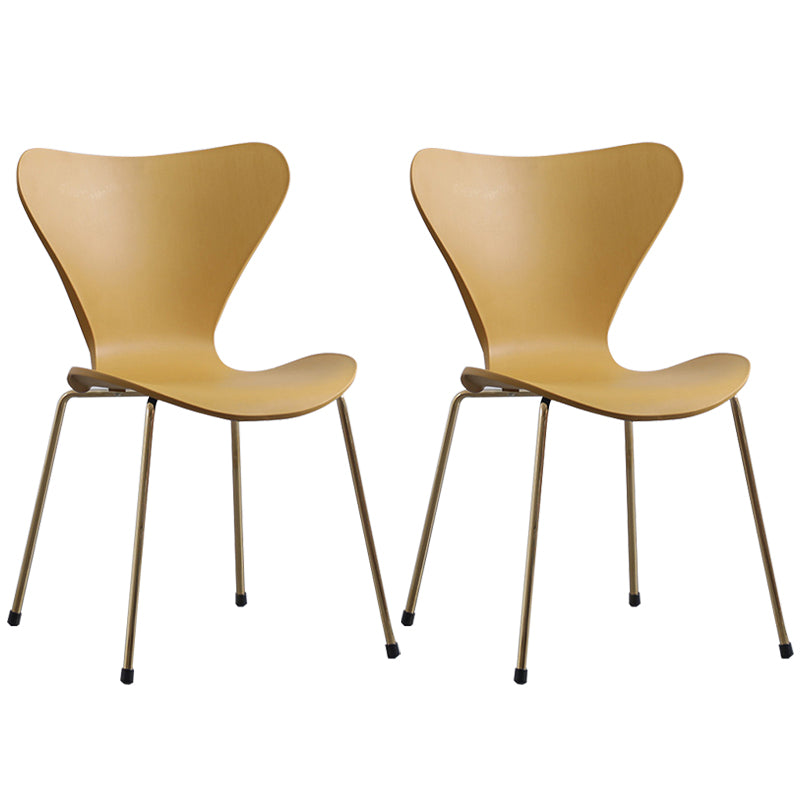Glam Style Metal Side Chair Solid Back Matte Finish Home Use Dining Chair Yellow Brass Gold Set of 2 Clearhalo ' kitchen&dining_furn' 'Dining Chairs' 'Dining Tables & Seating' 'dining_chair' 'Furniture' 'furniture_dining_chair' 'Kitchen & Dining Furniture' 'kitchen' 3455343