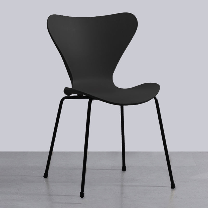 Glam Style Metal Side Chair Solid Back Matte Finish Home Use Dining Chair Black Black 1 Piece Clearhalo ' kitchen&dining_furn' 'Dining Chairs' 'Dining Tables & Seating' 'dining_chair' 'Furniture' 'furniture_dining_chair' 'Kitchen & Dining Furniture' 'kitchen' 3455345