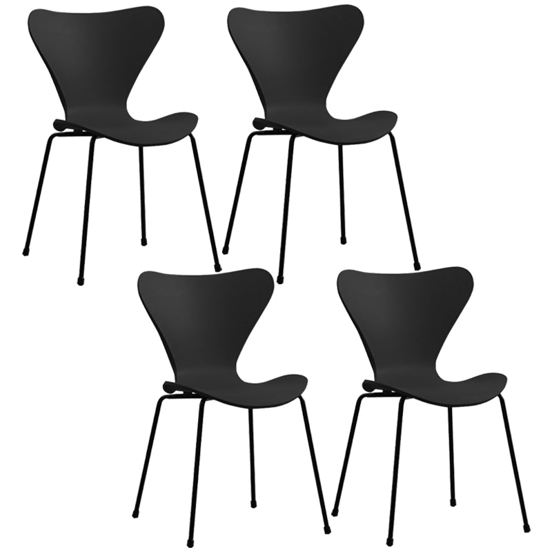 Glam Style Metal Side Chair Solid Back Matte Finish Home Use Dining Chair Black Black Set of 4 Clearhalo ' kitchen&dining_furn' 'Dining Chairs' 'Dining Tables & Seating' 'dining_chair' 'Furniture' 'furniture_dining_chair' 'Kitchen & Dining Furniture' 'kitchen' 3455347