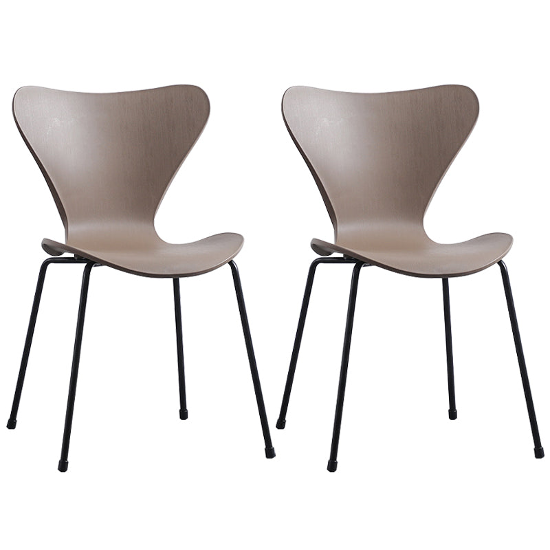 Glam Style Metal Side Chair Solid Back Matte Finish Home Use Dining Chair Coffee Black Set of 2 Clearhalo ' kitchen&dining_furn' 'Dining Chairs' 'Dining Tables & Seating' 'dining_chair' 'Furniture' 'furniture_dining_chair' 'Kitchen & Dining Furniture' 'kitchen' 3455349