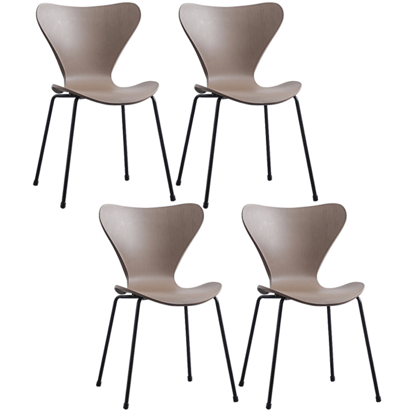 Glam Style Metal Side Chair Solid Back Matte Finish Home Use Dining Chair Coffee Black Set of 4 Clearhalo ' kitchen&dining_furn' 'Dining Chairs' 'Dining Tables & Seating' 'dining_chair' 'Furniture' 'furniture_dining_chair' 'Kitchen & Dining Furniture' 'kitchen' 3455350