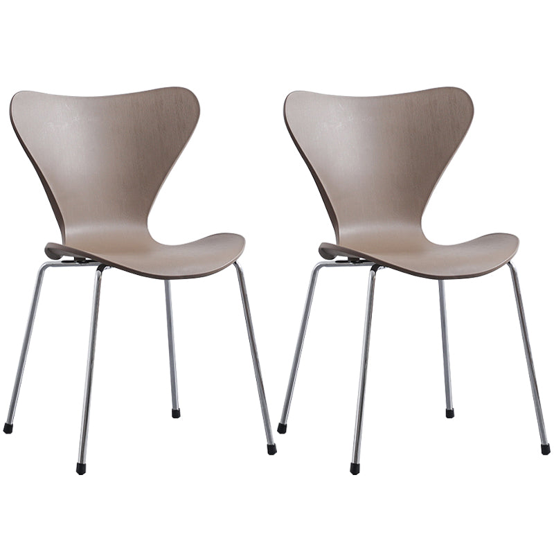 Glam Style Metal Side Chair Solid Back Matte Finish Home Use Dining Chair Coffee Silver Set of 2 Clearhalo ' kitchen&dining_furn' 'Dining Chairs' 'Dining Tables & Seating' 'dining_chair' 'Furniture' 'furniture_dining_chair' 'Kitchen & Dining Furniture' 'kitchen' 3455352