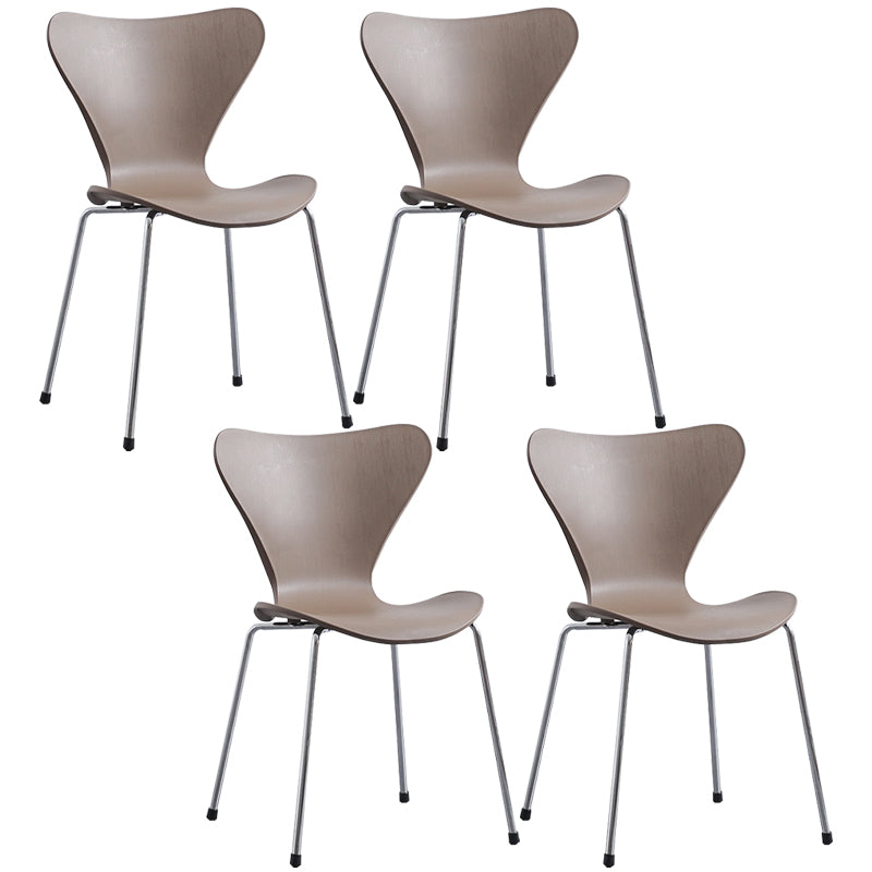 Glam Style Metal Side Chair Solid Back Matte Finish Home Use Dining Chair Coffee Silver Set of 4 Clearhalo ' kitchen&dining_furn' 'Dining Chairs' 'Dining Tables & Seating' 'dining_chair' 'Furniture' 'furniture_dining_chair' 'Kitchen & Dining Furniture' 'kitchen' 3455353