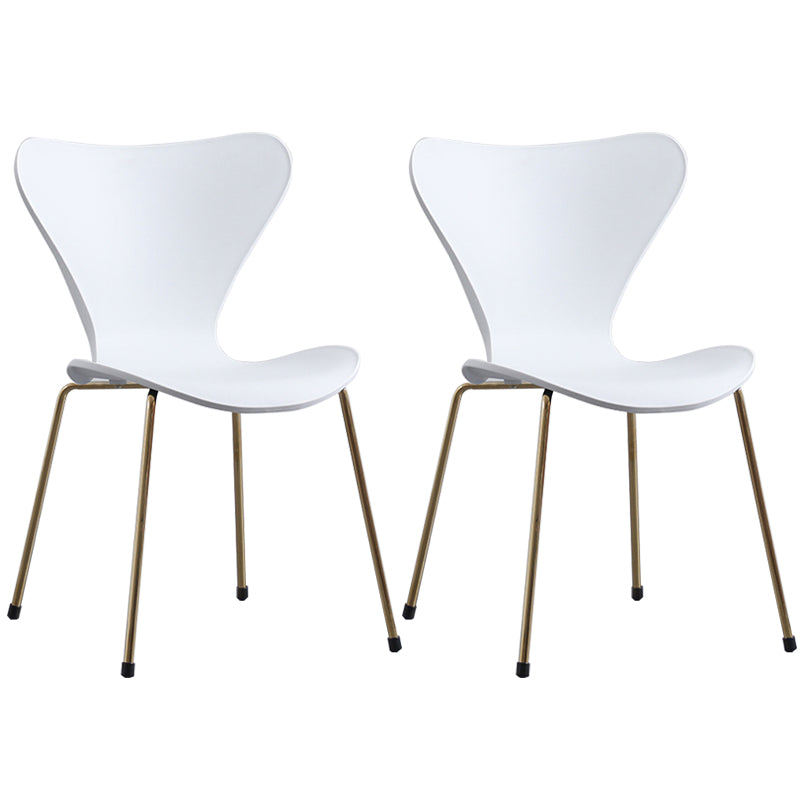 Glam Style Metal Side Chair Solid Back Matte Finish Home Use Dining Chair White Brass Gold Set of 2 Clearhalo ' kitchen&dining_furn' 'Dining Chairs' 'Dining Tables & Seating' 'dining_chair' 'Furniture' 'furniture_dining_chair' 'Kitchen & Dining Furniture' 'kitchen' 3455355
