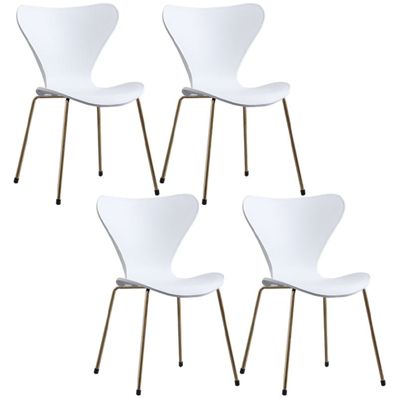 Glam Style Metal Side Chair Solid Back Matte Finish Home Use Dining Chair White Brass Gold Set of 4 Clearhalo ' kitchen&dining_furn' 'Dining Chairs' 'Dining Tables & Seating' 'dining_chair' 'Furniture' 'furniture_dining_chair' 'Kitchen & Dining Furniture' 'kitchen' 3455356