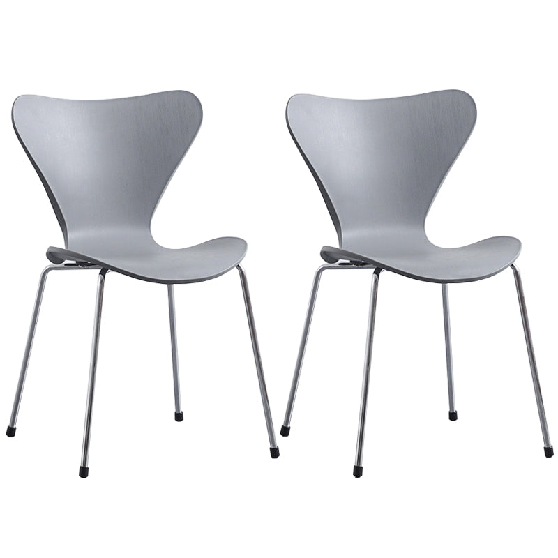 Glam Style Metal Side Chair Solid Back Matte Finish Home Use Dining Chair Grey Silver Set of 2 Clearhalo ' kitchen&dining_furn' 'Dining Chairs' 'Dining Tables & Seating' 'dining_chair' 'Furniture' 'furniture_dining_chair' 'Kitchen & Dining Furniture' 'kitchen' 3455358