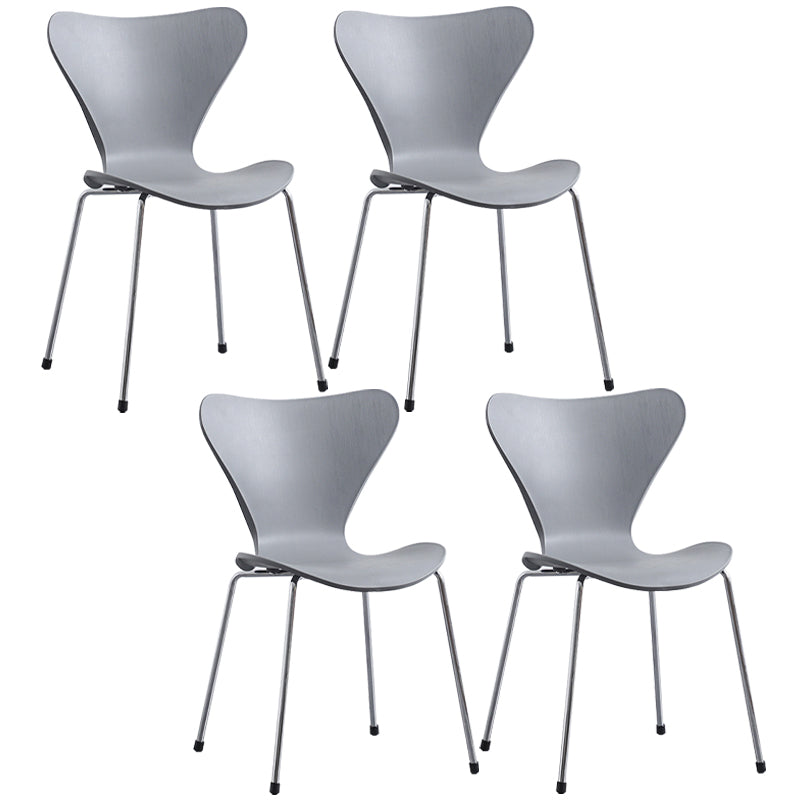 Glam Style Metal Side Chair Solid Back Matte Finish Home Use Dining Chair Grey Silver Set of 4 Clearhalo ' kitchen&dining_furn' 'Dining Chairs' 'Dining Tables & Seating' 'dining_chair' 'Furniture' 'furniture_dining_chair' 'Kitchen & Dining Furniture' 'kitchen' 3455359