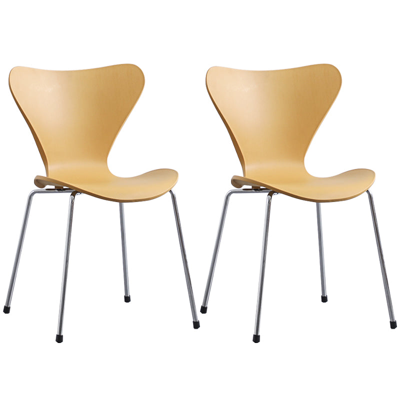 Glam Style Metal Side Chair Solid Back Matte Finish Home Use Dining Chair Yellow Silver Set of 2 Clearhalo ' kitchen&dining_furn' 'Dining Chairs' 'Dining Tables & Seating' 'dining_chair' 'Furniture' 'furniture_dining_chair' 'Kitchen & Dining Furniture' 'kitchen' 3455361