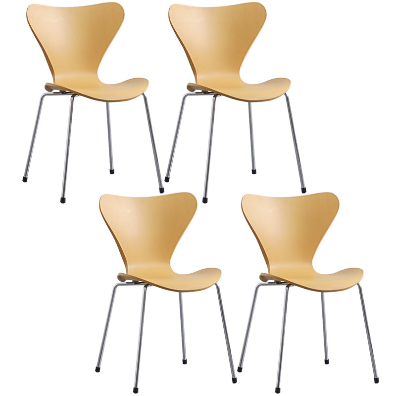 Glam Style Metal Side Chair Solid Back Matte Finish Home Use Dining Chair Yellow Silver Set of 4 Clearhalo ' kitchen&dining_furn' 'Dining Chairs' 'Dining Tables & Seating' 'dining_chair' 'Furniture' 'furniture_dining_chair' 'Kitchen & Dining Furniture' 'kitchen' 3455362