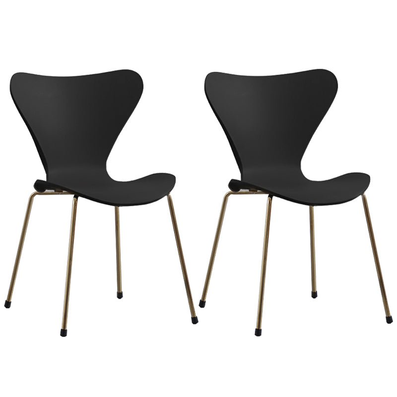 Glam Style Metal Side Chair Solid Back Matte Finish Home Use Dining Chair Black Brass Gold Set of 2 Clearhalo ' kitchen&dining_furn' 'Dining Chairs' 'Dining Tables & Seating' 'dining_chair' 'Furniture' 'furniture_dining_chair' 'Kitchen & Dining Furniture' 'kitchen' 3455364