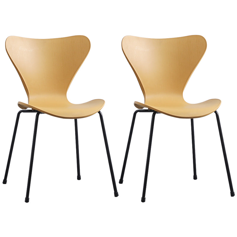 Glam Style Metal Side Chair Solid Back Matte Finish Home Use Dining Chair Yellow Black Set of 2 Clearhalo ' kitchen&dining_furn' 'Dining Chairs' 'Dining Tables & Seating' 'dining_chair' 'Furniture' 'furniture_dining_chair' 'Kitchen & Dining Furniture' 'kitchen' 3455367