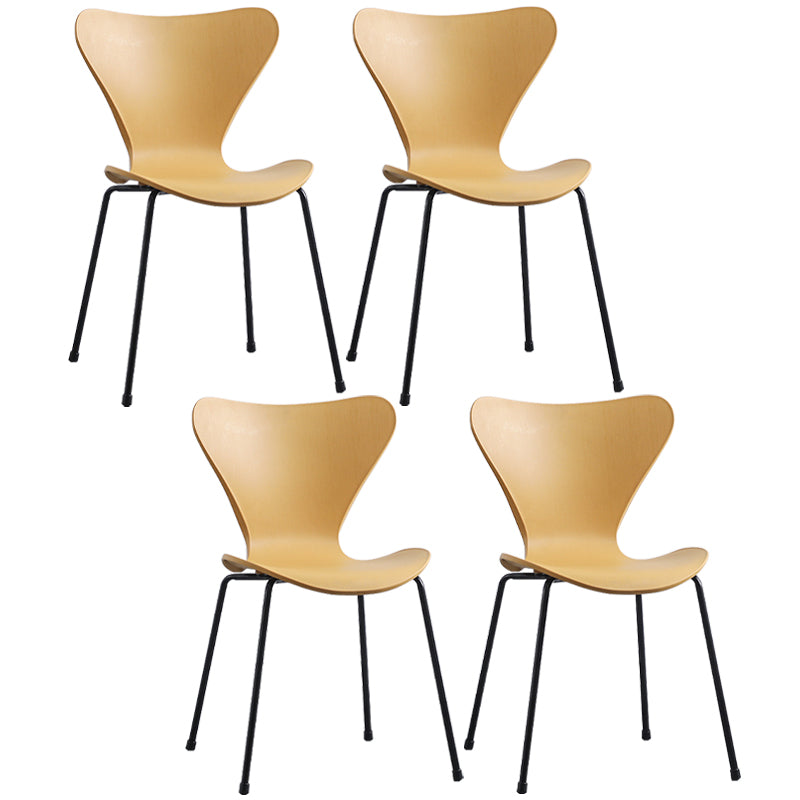 Glam Style Metal Side Chair Solid Back Matte Finish Home Use Dining Chair Yellow Black Set of 4 Clearhalo ' kitchen&dining_furn' 'Dining Chairs' 'Dining Tables & Seating' 'dining_chair' 'Furniture' 'furniture_dining_chair' 'Kitchen & Dining Furniture' 'kitchen' 3455368