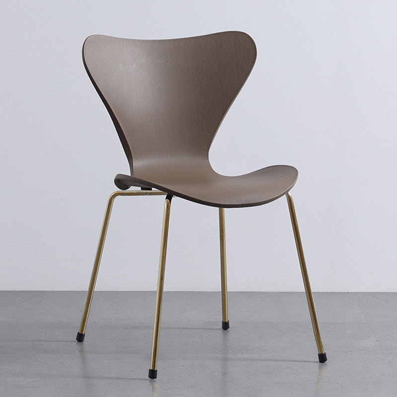 Glam Style Metal Side Chair Solid Back Matte Finish Home Use Dining Chair Coffee Brass Gold 1 Piece Clearhalo ' kitchen&dining_furn' 'Dining Chairs' 'Dining Tables & Seating' 'dining_chair' 'Furniture' 'furniture_dining_chair' 'Kitchen & Dining Furniture' 'kitchen' 3455369