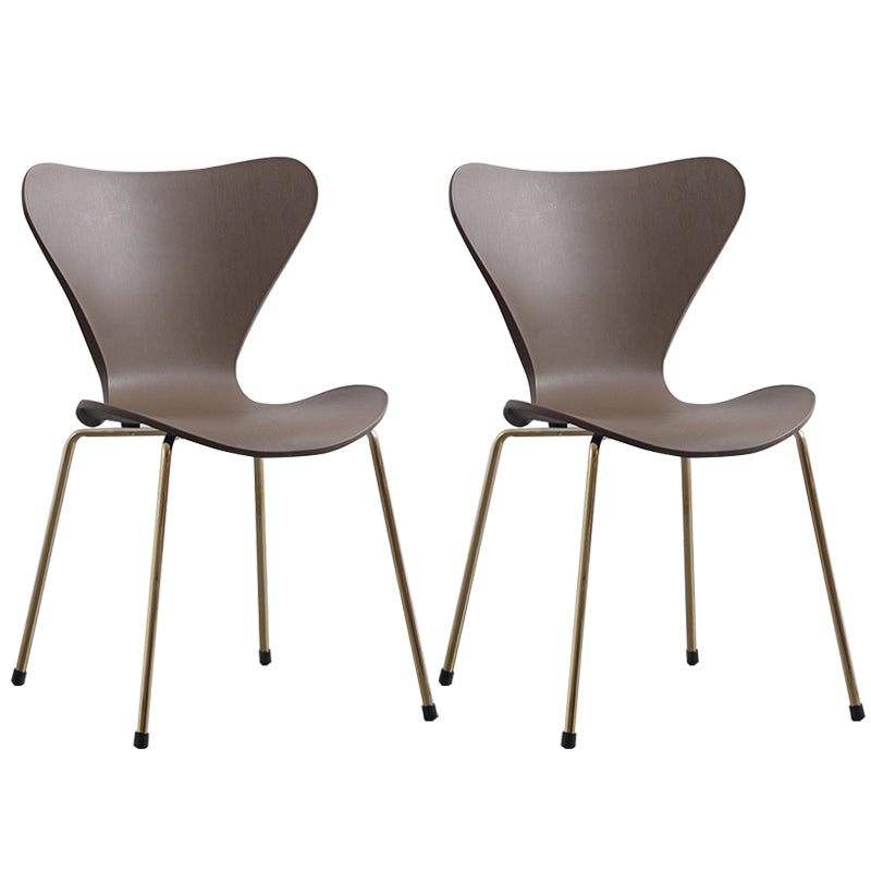 Glam Style Metal Side Chair Solid Back Matte Finish Home Use Dining Chair Coffee Brass Gold Set of 2 Clearhalo ' kitchen&dining_furn' 'Dining Chairs' 'Dining Tables & Seating' 'dining_chair' 'Furniture' 'furniture_dining_chair' 'Kitchen & Dining Furniture' 'kitchen' 3455370