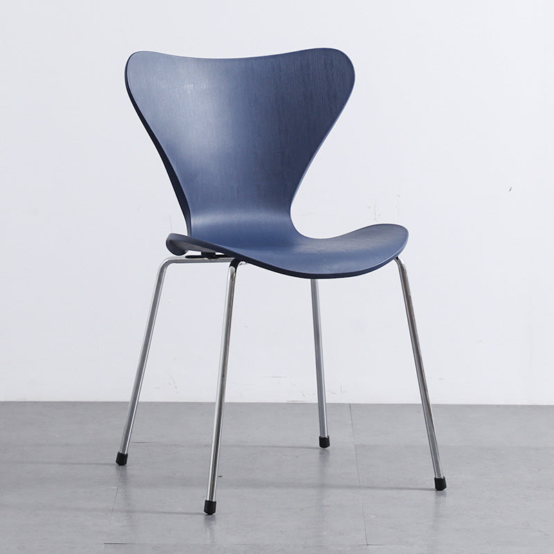 Glam Style Metal Side Chair Solid Back Matte Finish Home Use Dining Chair Blue Silver 1 Piece Clearhalo ' kitchen&dining_furn' 'Dining Chairs' 'Dining Tables & Seating' 'dining_chair' 'Furniture' 'furniture_dining_chair' 'Kitchen & Dining Furniture' 'kitchen' 3455372