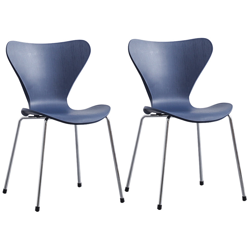 Glam Style Metal Side Chair Solid Back Matte Finish Home Use Dining Chair Blue Silver Set of 2 Clearhalo ' kitchen&dining_furn' 'Dining Chairs' 'Dining Tables & Seating' 'dining_chair' 'Furniture' 'furniture_dining_chair' 'Kitchen & Dining Furniture' 'kitchen' 3455373