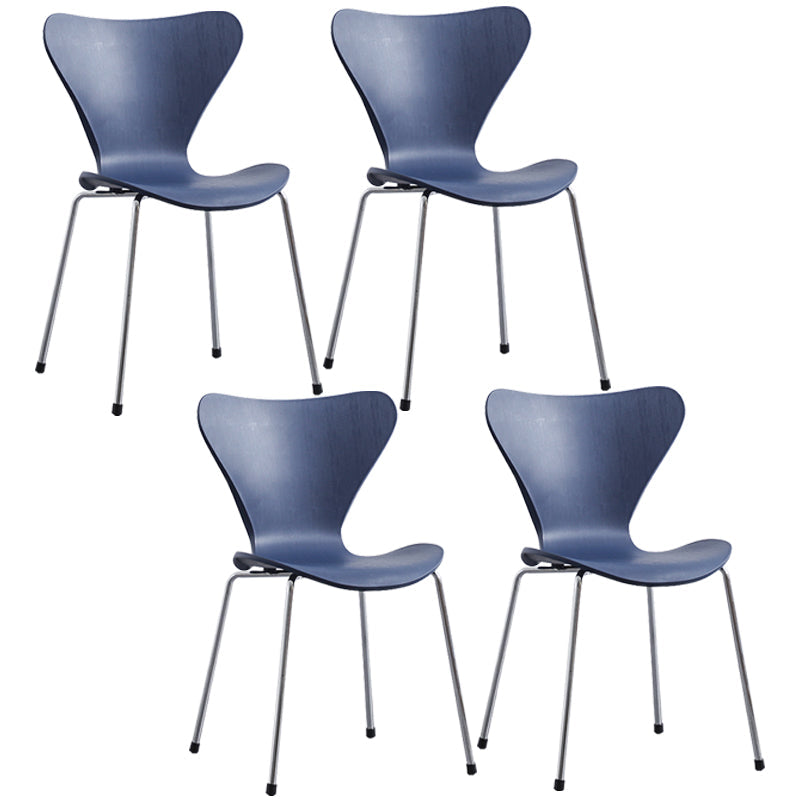 Glam Style Metal Side Chair Solid Back Matte Finish Home Use Dining Chair Blue Silver Set of 4 Clearhalo ' kitchen&dining_furn' 'Dining Chairs' 'Dining Tables & Seating' 'dining_chair' 'Furniture' 'furniture_dining_chair' 'Kitchen & Dining Furniture' 'kitchen' 3455374