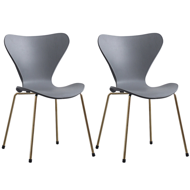 Glam Style Metal Side Chair Solid Back Matte Finish Home Use Dining Chair Grey Brass Gold Set of 2 Clearhalo ' kitchen&dining_furn' 'Dining Chairs' 'Dining Tables & Seating' 'dining_chair' 'Furniture' 'furniture_dining_chair' 'Kitchen & Dining Furniture' 'kitchen' 3455376