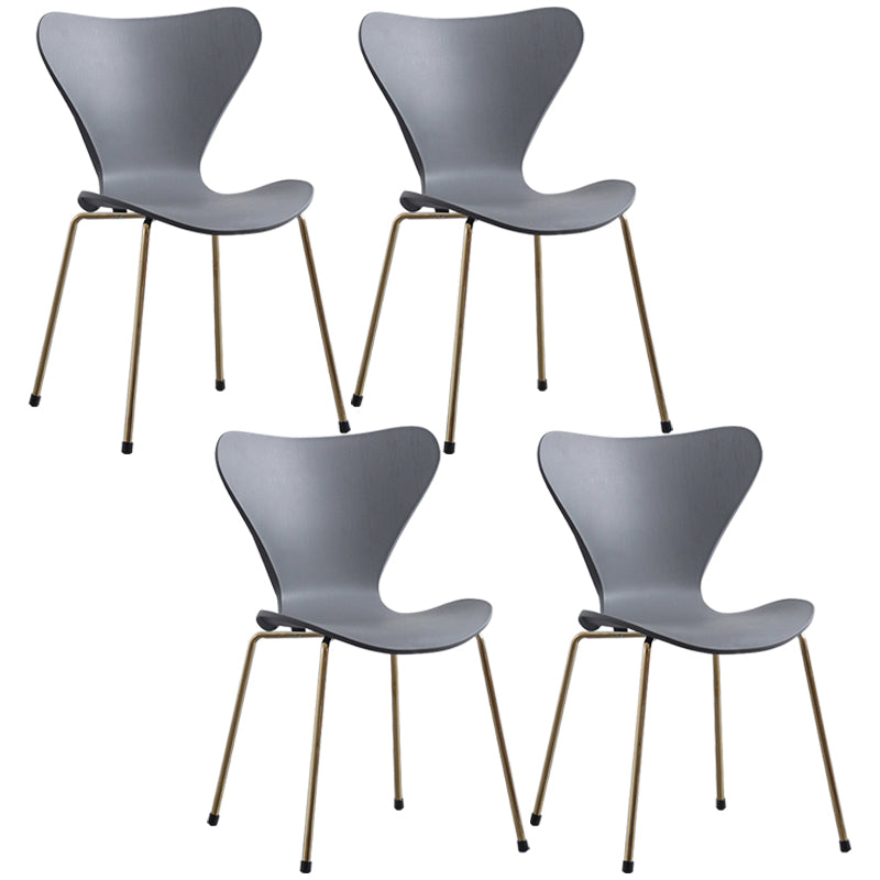 Glam Style Metal Side Chair Solid Back Matte Finish Home Use Dining Chair Grey Brass Gold Set of 4 Clearhalo ' kitchen&dining_furn' 'Dining Chairs' 'Dining Tables & Seating' 'dining_chair' 'Furniture' 'furniture_dining_chair' 'Kitchen & Dining Furniture' 'kitchen' 3455377