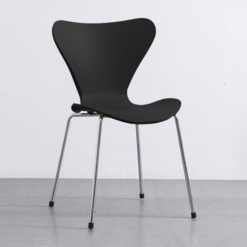 Glam Style Metal Side Chair Solid Back Matte Finish Home Use Dining Chair Black Silver 1 Piece Clearhalo ' kitchen&dining_furn' 'Dining Chairs' 'Dining Tables & Seating' 'dining_chair' 'Furniture' 'furniture_dining_chair' 'Kitchen & Dining Furniture' 'kitchen' 3455378