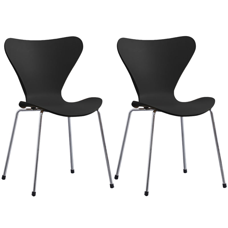 Glam Style Metal Side Chair Solid Back Matte Finish Home Use Dining Chair Black Silver Set of 2 Clearhalo ' kitchen&dining_furn' 'Dining Chairs' 'Dining Tables & Seating' 'dining_chair' 'Furniture' 'furniture_dining_chair' 'Kitchen & Dining Furniture' 'kitchen' 3455379