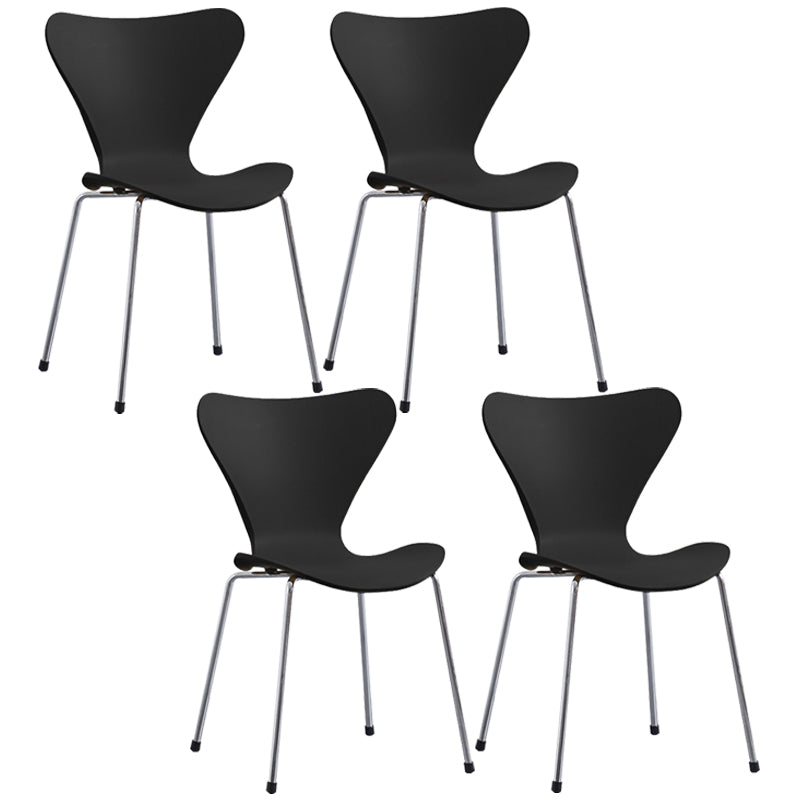 Glam Style Metal Side Chair Solid Back Matte Finish Home Use Dining Chair Black Silver Set of 4 Clearhalo ' kitchen&dining_furn' 'Dining Chairs' 'Dining Tables & Seating' 'dining_chair' 'Furniture' 'furniture_dining_chair' 'Kitchen & Dining Furniture' 'kitchen' 3455380