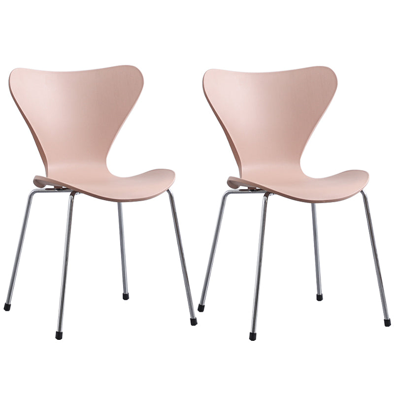 Glam Style Metal Side Chair Solid Back Matte Finish Home Use Dining Chair Pink Silver Set of 2 Clearhalo ' kitchen&dining_furn' 'Dining Chairs' 'Dining Tables & Seating' 'dining_chair' 'Furniture' 'furniture_dining_chair' 'Kitchen & Dining Furniture' 'kitchen' 3455382