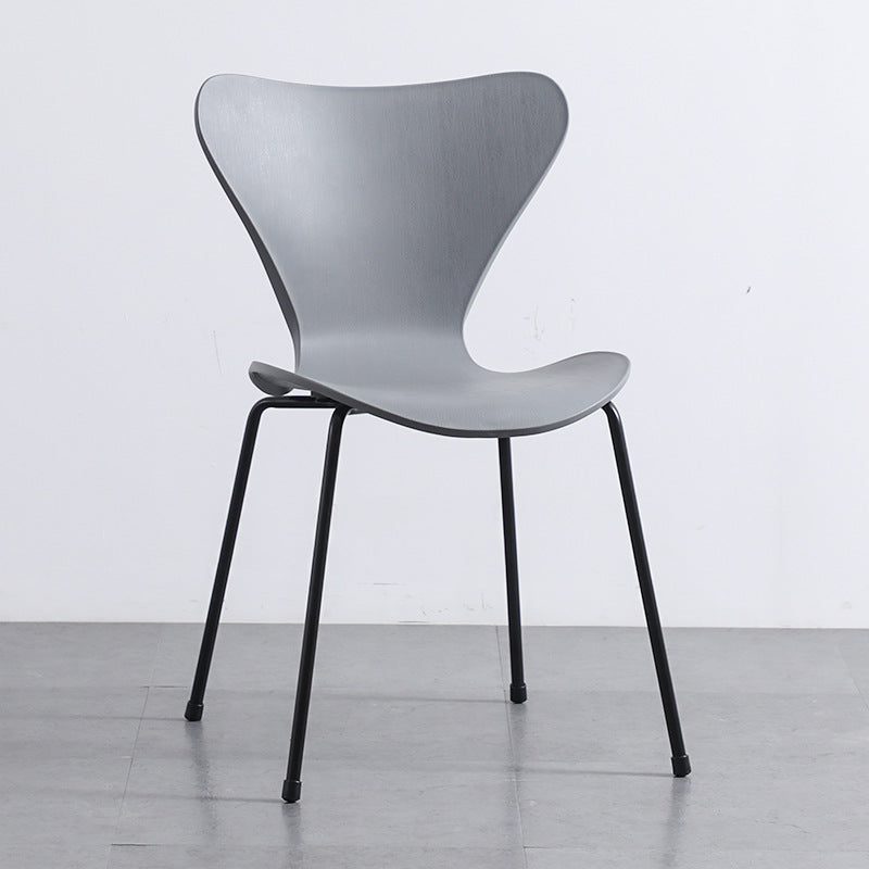 Glam Style Metal Side Chair Solid Back Matte Finish Home Use Dining Chair Grey Black 1 Piece Clearhalo ' kitchen&dining_furn' 'Dining Chairs' 'Dining Tables & Seating' 'dining_chair' 'Furniture' 'furniture_dining_chair' 'Kitchen & Dining Furniture' 'kitchen' 3455384