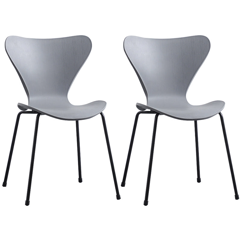 Glam Style Metal Side Chair Solid Back Matte Finish Home Use Dining Chair Grey Black Set of 2 Clearhalo ' kitchen&dining_furn' 'Dining Chairs' 'Dining Tables & Seating' 'dining_chair' 'Furniture' 'furniture_dining_chair' 'Kitchen & Dining Furniture' 'kitchen' 3455385