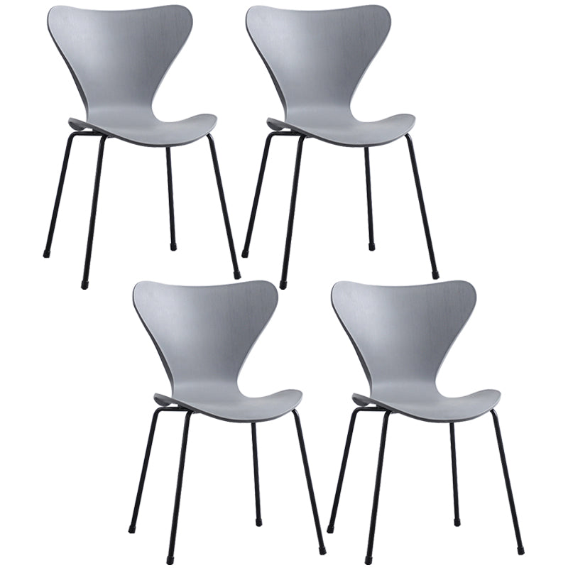 Glam Style Metal Side Chair Solid Back Matte Finish Home Use Dining Chair Grey Black Set of 4 Clearhalo ' kitchen&dining_furn' 'Dining Chairs' 'Dining Tables & Seating' 'dining_chair' 'Furniture' 'furniture_dining_chair' 'Kitchen & Dining Furniture' 'kitchen' 3455386
