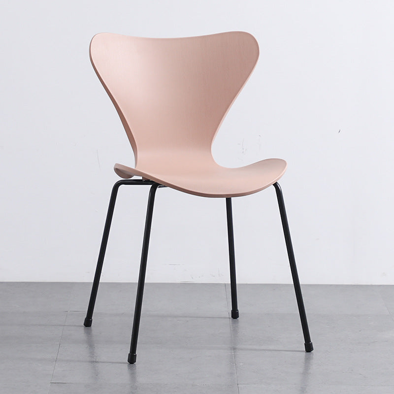 Glam Style Metal Side Chair Solid Back Matte Finish Home Use Dining Chair Pink Black 1 Piece Clearhalo ' kitchen&dining_furn' 'Dining Chairs' 'Dining Tables & Seating' 'dining_chair' 'Furniture' 'furniture_dining_chair' 'Kitchen & Dining Furniture' 'kitchen' 3455387