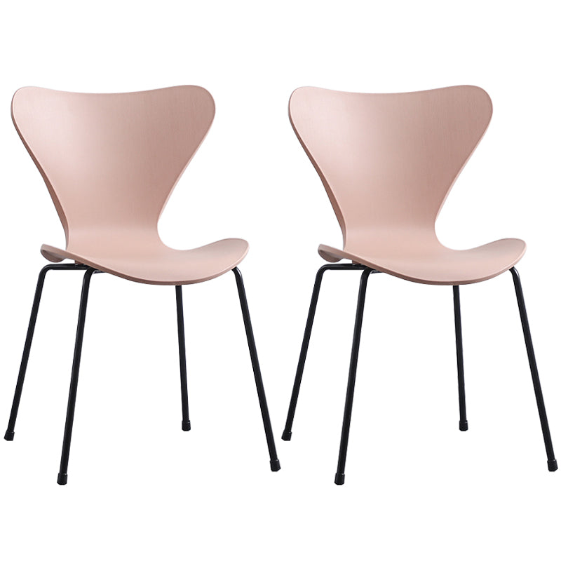 Glam Style Metal Side Chair Solid Back Matte Finish Home Use Dining Chair Pink Black Set of 2 Clearhalo ' kitchen&dining_furn' 'Dining Chairs' 'Dining Tables & Seating' 'dining_chair' 'Furniture' 'furniture_dining_chair' 'Kitchen & Dining Furniture' 'kitchen' 3455388