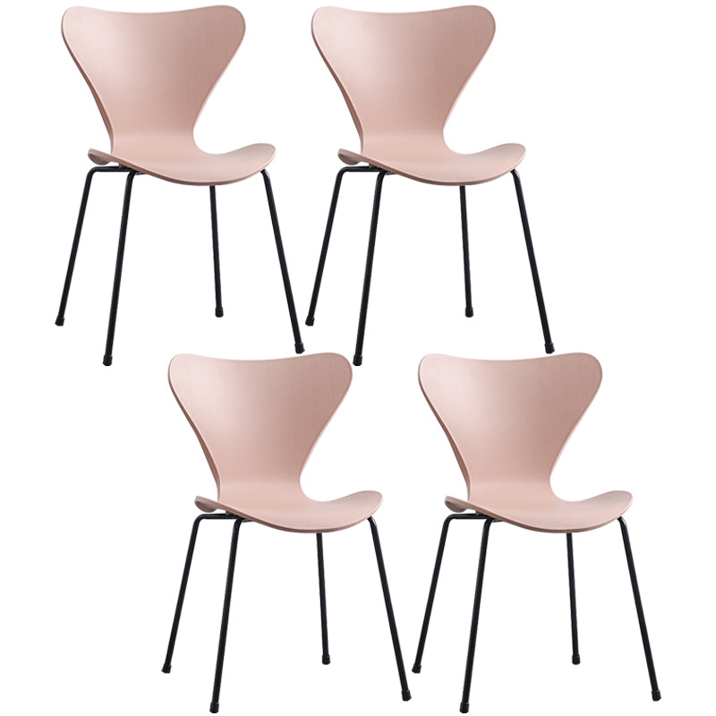 Glam Style Metal Side Chair Solid Back Matte Finish Home Use Dining Chair Pink Black Set of 4 Clearhalo ' kitchen&dining_furn' 'Dining Chairs' 'Dining Tables & Seating' 'dining_chair' 'Furniture' 'furniture_dining_chair' 'Kitchen & Dining Furniture' 'kitchen' 3455389