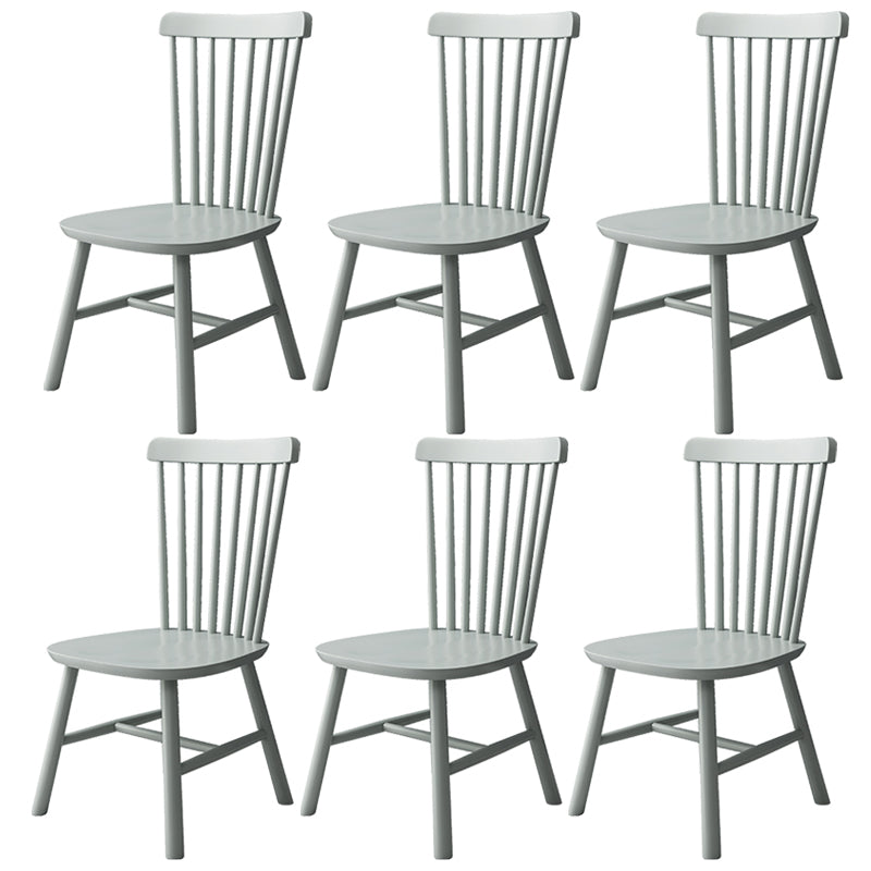 Contemporary Kitchen Wood Square Dining Chair Windsor Back Dining Side Chair Grey Set of 6 Clearhalo ' kitchen&dining_furn' 'Dining Chairs' 'Dining Tables & Seating' 'dining_chair' 'Furniture' 'furniture_dining_chair' 'Kitchen & Dining Furniture' 'kitchen' 3455401