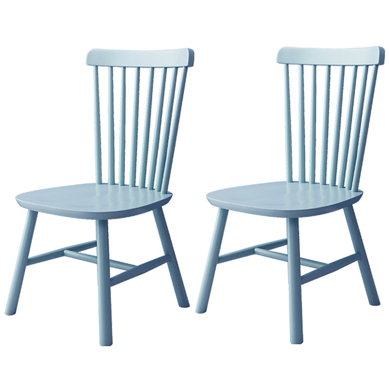 Contemporary Kitchen Wood Square Dining Chair Windsor Back Dining Side Chair Sky Blue Set of 2 Clearhalo ' kitchen&dining_furn' 'Dining Chairs' 'Dining Tables & Seating' 'dining_chair' 'Furniture' 'furniture_dining_chair' 'Kitchen & Dining Furniture' 'kitchen' 3455402